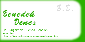 benedek dencs business card